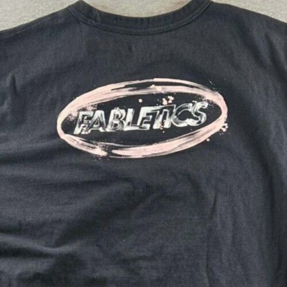 Fabletics Men's The Training Day Hot Pink Back Graphic 2 Sided Black T Shirt XXL